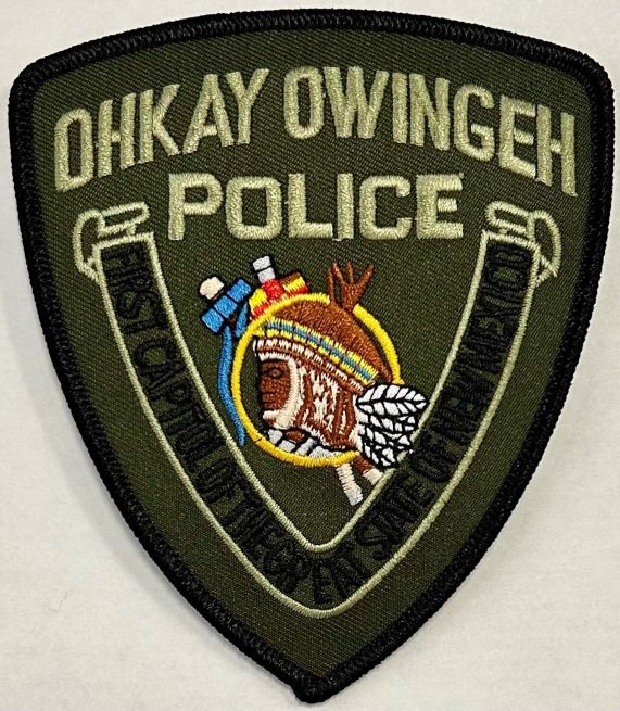 OHKAY OWINGEH NEW MEXICO POLICE OD GREEN SHOULDER PATCH - SEW ON.